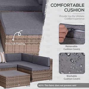 Moderno Conjunto de Muebles de Jardín de Mimbre Gris de 7 Piezas, Sofás de Jardín de 7 Piezas con Cojines para Reuniones Familiares y en el Hogar - Product Image 5