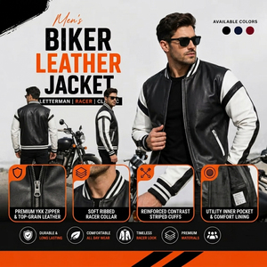 Veste en cuir de vache véritable pour homme, veste de motard en cuir, veste d'hiver pour homme, veste en cuir vintage pour homme - Product Image 2