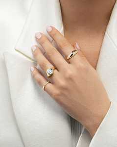 Curved Wedding Band Minimalist Chunky <b>Stacking</b> For Women Everyday Modern Gold Statement <b>Ring</b> Custom Wholesale 14K 18K Solid Gold - Product Image 2