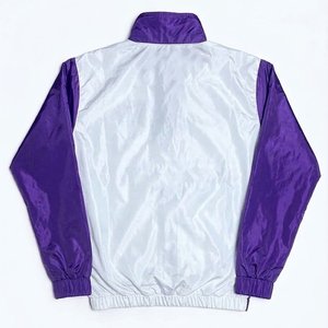 Unisex Purple White Color Blocking Tracksuit Set Full Sleeve Half Zip Lightweight Sporty Design Spring Adults Short <b>Pants</b> - Product Image 3