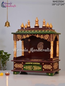 Nirmala Handicrafts <b>Teak</b> Wood Traditional Design Still Life Pattern Wall <b>Shelf</b> for Living Room Home Decor - Product Image 2