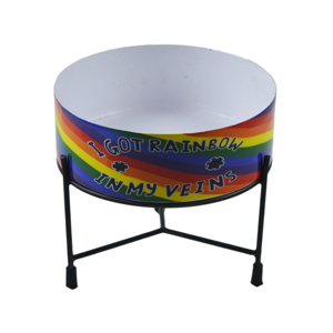 Metal Pot With <b>Stand</b> LGBTQ Theme Home & Table Decor Office and Living Room Design Metal Flower <b>Vase</b> Rainbow Colored - Product Image 6