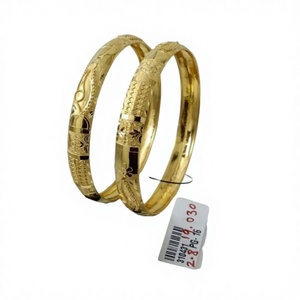22K Solid Gold <b>Bangle</b> <b>Set</b> for Women Traditional Indian Gold Kada Pair Elegant Handcrafted Yellow Gold Bracelets - Product Image 2