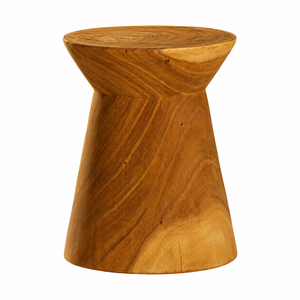 Luxe Solid Teak Hourglass Stool Honey Finish Modern <b>Rustic</b> Design Premium Teak Wood Durable <b>Side</b> <b>Table</b> Hotel Decor Bestseller - Product Image 2