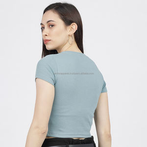 Nardon Apparel Mujeres Sólido Blanco Algodón Crop Tops Camiseta Mujer Verano Manga corta Oversized Crop Top Camisetas - Product Image 2