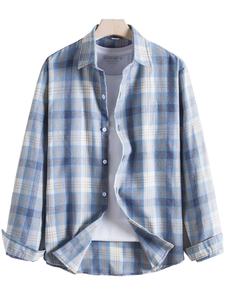 Chemise formelle à manches longues à carreaux en tissu 100% coton pour hommes - Product Image 6