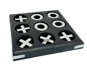 Elegant Premium Black Tic Tac Toe Wooden <b>Puzzle</b> Game for Adults & Kids Nickel Sheathed Pieces <b>Board</b> Game - Product Image 1