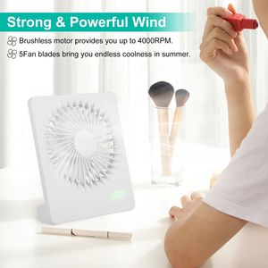 Ventilador de Escritorio Portátil Recargable por USB, 5 Aspas, 3 Velocidades, Silencioso, para Dormitorio y Oficina - Product Image 2