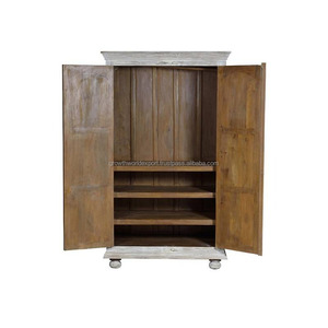 Tallado en madera pulida Natural Almirah 100% Mango sólido de madera Hecho a mano Producto a granel Gabinete de almacenamiento Muebles Almirah Gabinete - Product Image 2