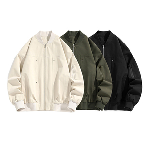 Men's Bomber <b>Jacket</b> Solid Color Zipper Closure Streetwear Windproof Polyester Winter Hooded Stand Collar Regular Sleeve Front - Product Image 1