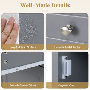 Mobile bagno in legno massello con cassetto, anta singola, ripiano regolabile e chiusura ammortizzata - Product Image 6