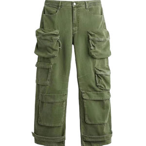 Pantalones Jogger Cargo Extra Grandes de Primera Calidad, 100% Algodón, Cintura Media, Ligeros, Holgados, Estilo Urbano, Pierna Ancha - Product Image 3