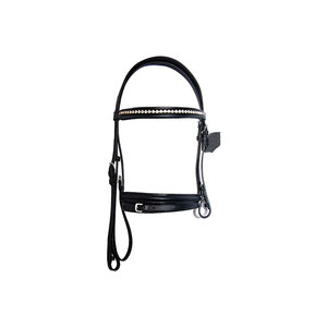 Leather Horse Bridle with White Stitching and Tassels for <b>Equestrian</b> Use - Product Image 4