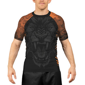 Nouveau Rashguard Anti-UV à Manches Courtes Premium 2026 pour Jiu Jitsu, MMA, Grappling, BJJ, Boxe – Vente en Gros OEM – Noir Multicolore - Product Image 5