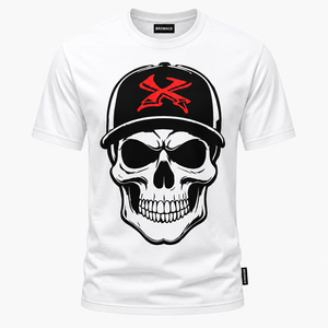T-shirt Homme Bleu Marine à Motif Crâne, Manches Courtes, Style Urbain, 100% Coton, Col Rond, Coupe Classique, Respirant, Écologique - Product Image 6