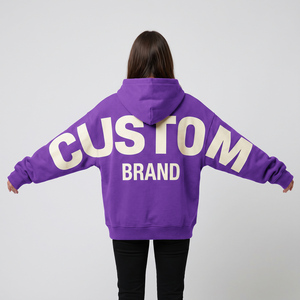 Sweat à capuche épais personnalisé pour femme en molleton de coton doux avec patch graphique tissé, coupe ample et poignets côtelés - Product Image 6