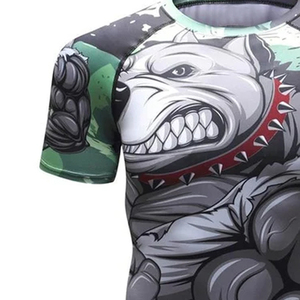 เสื้อรัดกล้ามเนื้อแขนสั้นคุณภาพดีที่สุดสำหรับผู้ชาย  เสื้อรัดกล้ามเนื้อผ้าสแปนเด็กซ์/โพลีเอสเตอร์ทันสมัยสำหรับขาย - Product Image 4