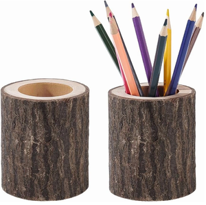 Wood Pen Holder Rectangular Desk Stationery Storage Box Rustic Wooden Pen Holder Promotional Pen Accessories Holder - Product Image 2