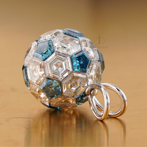 14K White & Rose <b>Gold</b> Ball <b>Pendant</b> with 8.50 CT Lab Grown Diamond VVS1 Clarity IGI Certified Invisible Setting for Gift - Product Image 3