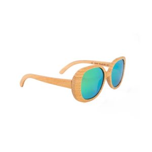 Eco Friendly Custom Logo <b>Round</b> Wooden <b>Sunglasses</b> Green Mirror Polarized Lenses Handcrafted Bamboo Wood Frame Sun Glass Wholesale - Product Image 1