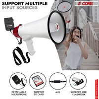 Mégaphone 50W à 5 Noyaux, Haut-parleur PA Type Corne de Bœuf avec Portée de 300M, Sirène Puissante, Amplificateur Vocal Portable