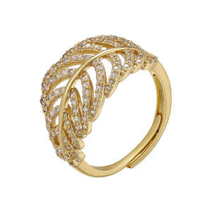 Anillos de Moda Delicados de Plata de Ley 925 con Baño de Oro de 14K y Diamantes de Laboratorio, Anillos Ajustables con Diseño de Hojas de Laurel y Enredaderas para Novia - Product Image 4