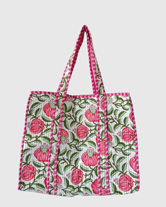 Sac fourre-tout en toile à motif floral avec ouverture supérieure pour le shopping, style tendance toutes saisons - Product Image 2