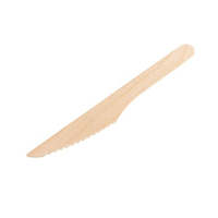 Couteaux jetables en bois de bouleau Charity Leaf, lot de 100, blancs, 0,0g, style simple, pour fêtes