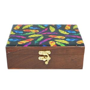 Boîte en bois imprimée de taille standard, boîte à bijoux colorée, boîte de rangement en bois imprimée pour cuisine et salle à manger, vente en gros - Product Image 5