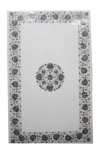 Plateaux de table en marbre Pietra Dura, tables à manger et tables centrales personnalisées avec incrustations en marbre blanc - Product Image 4
