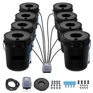 Sistema Idroponico DWC per Uso Domestico, Kit di Coltivazione a Acqua Profonda da 5 Galloni con 8 Secchi, Pompa e Pietra Porosa - Product Image 1