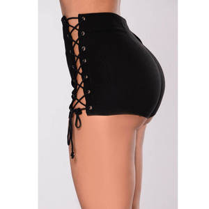 Shorts Casuales de Cintura Media para Mujer, Color Sólido, con Cordones, Ajustados, Transpirables, Estilo Urbano, Tallas Grandes - Product Image 2