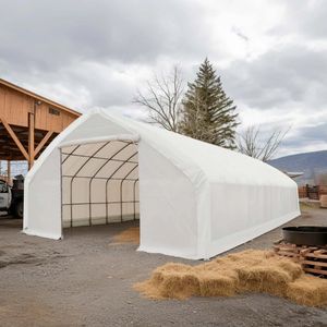Garage Prefabbricato e Riparo per Veicoli 30FT X 70FT TMG ST3070V con Pareti Diritte e Tetto a Falda, Copertura in PVC Resistente da 17 oz e Porte di Accesso - Product Image 3