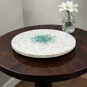 Plateau tournant élégant en nacre incrustée, motif personnalisé, pour coiffeuse, table à manger et intérieurs de luxe - Product Image 2
