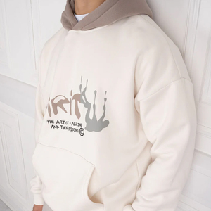Sweat à capuche décontracté pour homme, coupe oversize, imprimé en relief, en molleton de coton épais, style streetwear, coupe régulière, pour l'automne - Product Image 3