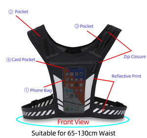 Hydration Vest With Reflective Print <b>Water</b> <b>Bottle</b> Pocket 1L Capacity For Hiking Outdoor Activities Durable Nylon Construction - Product Image 2