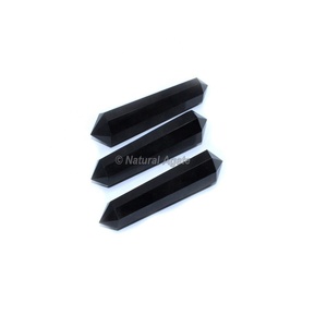 Point de crayon à double terminaison en cristal d'agate noire naturelle - Product Image 1