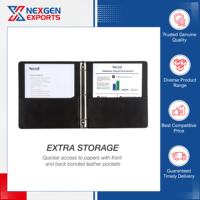 Nexgen Exports - Carpeta de Piel Sintética con 3 Anillas, Bolsillos para Documentos, Páginas Reciclables, Diseño de Logotipo Personalizable, Impresión Personalizada