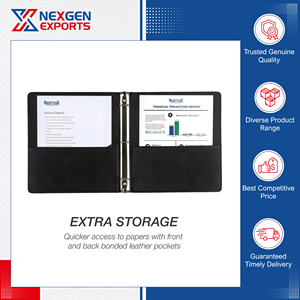 Nexgen Exports แฟ้มใส่เอกสารหนัง PU แบบ 3 ห่วง สำหรับเอกสารกระดาษ รีไซเคิลได้ ออกแบบโลโก้ได้ตามต้องการ ราคาตลาดตามที่กำหนด - Product Image 6