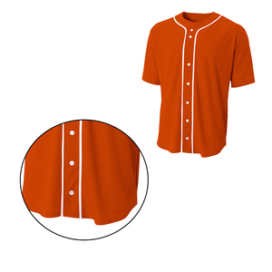 Maillot de baseball à manches courtes pour homme, entièrement boutonné, orange, style personnalisé, dernier modèle, maillot de baseball coloré personnalisé - Product Image 5