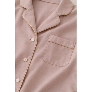 Conjunto de Pijama de 2 Piezas para Mujer, Manga Larga, Cierre de Botones, Color Sólido, Algodón, Estilo Clásico, Cuello Camisero - Product Image 3