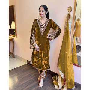 Ensembles de créateurs pour femmes Top en velours de viscose pur Plazzo Dupatta pour un look de fête - Product Image 2