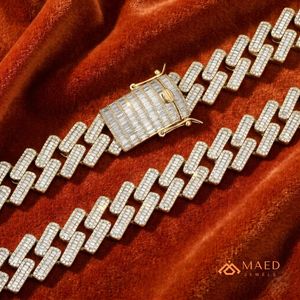 Collier en Moissanite Plaqué Or 18K, Chaîne Maille Cubaine, Bijoux Tendance pour Femmes et Hommes, Style Moderne, Chaîne Fine de Type New York City - Product Image 2