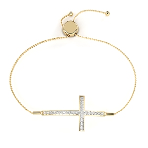 Designer Holy Cross Round Lab Grown Diamond 14k <b>Solid</b> <b>Gold</b> Round Brilliant Cut Holy Cross Bracelet Fine Jewelry Women - Product Image 2
