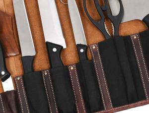 Genuine Leather Knife <b>Roll</b> Chef Equipment Storage <b>Bag</b> Professional Culinary <b>Tool</b> Travel Case Holder LKR-0310 - Product Image 2