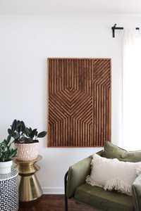 Panneau mural en bois géométrique moderne, décoration murale en bois artisanale pour salon, chambre et décoration intérieure - Product Image 1