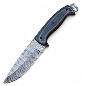 Couteau utilitaire à lame fixe en acier Damas forgé à la main, manche ergonomique en G10 - Product Image 1
