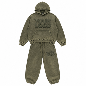 MEN'S DISTRESSED TRACKSUIT CUSTOM <b>OVERSIZED</b> STREETWEAR SWEATSUIT HOODIE <b>JOGGER</b> SET FASHION APPAREL WHOLESALE - Product Image 3