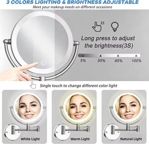 Wall Mounted Round LED Handmade Makeup <b>Mirror</b> 1X 10X Magnifying Extendable Vanity <b>Mirror</b> From REHMAN CRAFT - Product Image 6