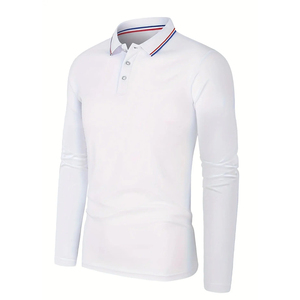 Polo à col rond et manches longues, polo boutonné à manches longues pour hommes, vente en gros - Product Image 2